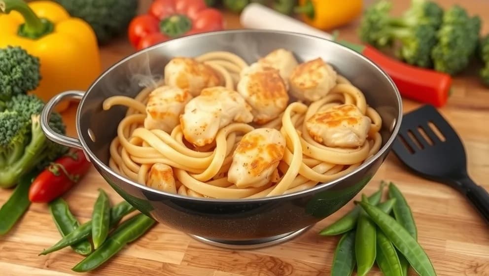 Kyckling wok med nudlar hemma