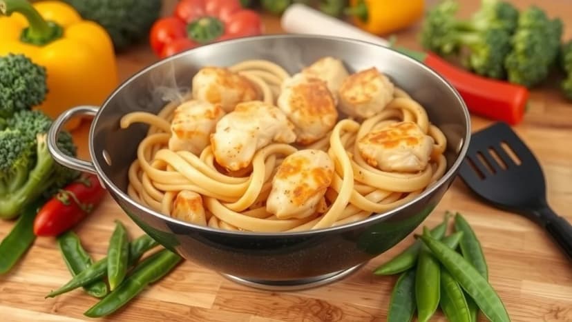 Kyckling wok med nudlar hemma